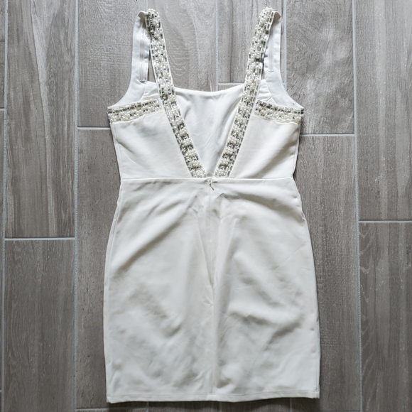 Lulu's Size Large Backless Beaded Ivory Bodycon Dress - Picture 3 of 8